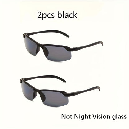 Night vision glasses for outdoor sports and night driving, available in sets of 1, 2, or 4, for men and women. Fashionable semi-rimless design.