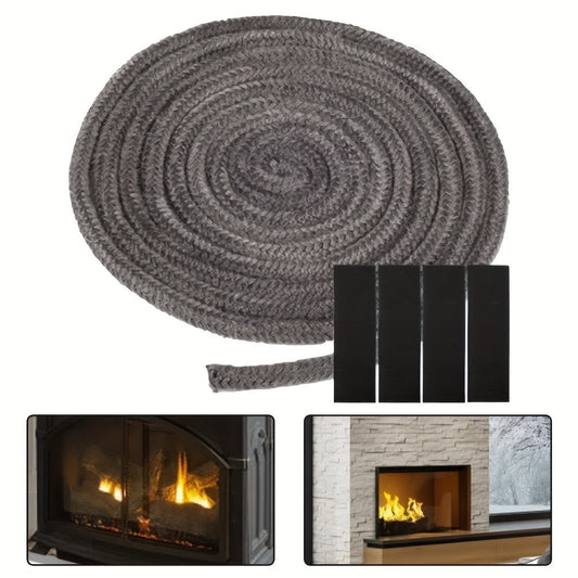 Fireproof Seal Rope with Adhesive Strips - Kit for Wood Burning Fireplaces Made of High Temperature Resistant Plastic