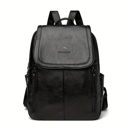 Women's Fashion Flap Backpack in Soft Faux Leather