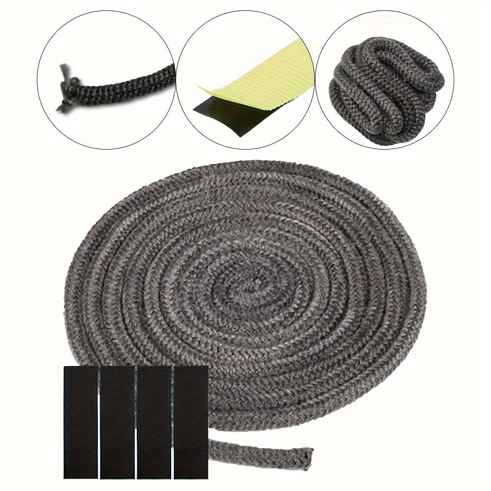 Fireproof Seal Rope with Adhesive Strips - Kit for Wood Burning Fireplaces Made of High Temperature Resistant Plastic