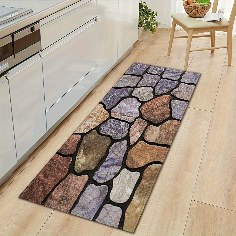 Create a pebble-patterned absorbent strip floor mat for the kitchen, bathroom, or bedroom. This non-slip floor mat can also be used on sofas or carpets in your home.