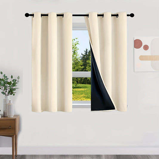 Set of 2 Minimalist Blackout Curtains in Solid Color with Thermal Insulation and Grommet Top for Easy Installation - Ideal for Bedroom, Living Room, Kitchen, and Bathroom Decoration.