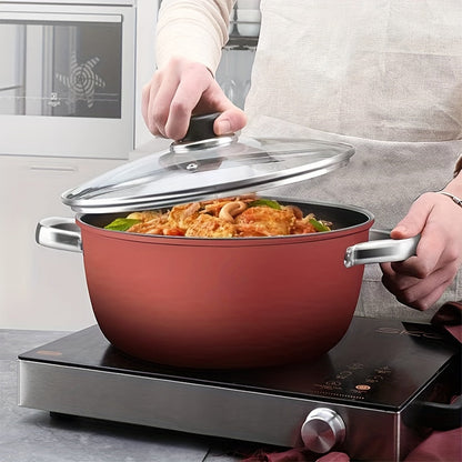 Durable Cast Iron Stew Pot with Non-Stick Coating, High-Temperature Resistance, Suitable for Electric and Gas Cooking, Ideal for Healthy Home Cooking, Features a Flat Base for Even Heating - Quality Kitchenware