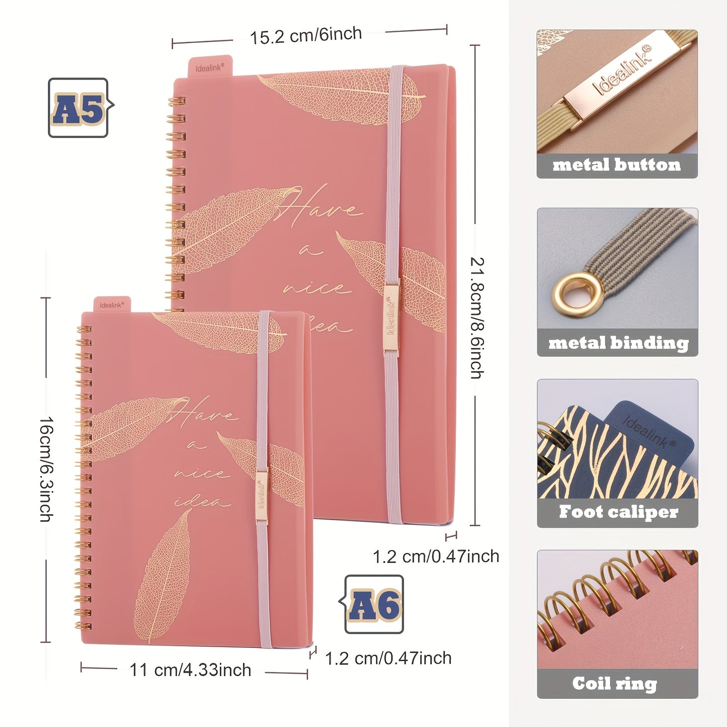 1 spiral notebook with 160 pages, A5/A6 size, floral design with hot stamping. Includes bandage diary, study planner, perfect for teachers and office supplies. Ideal for back-to-school.