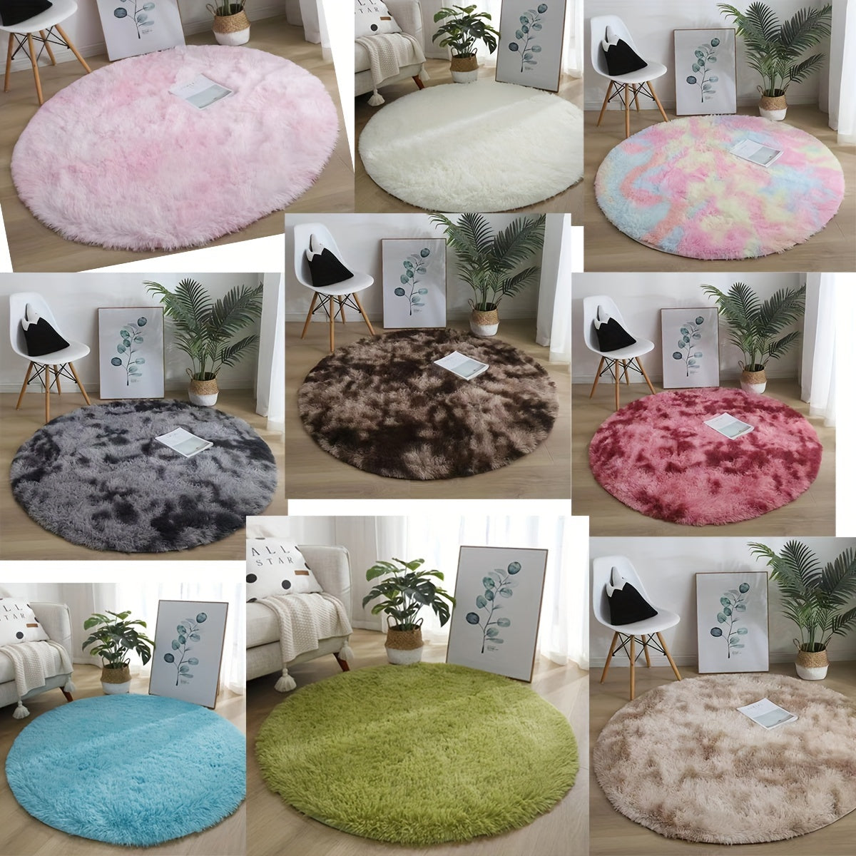 This cozy round area rug is perfect for adding a touch of softness to any room. Made with plush faux fur and lightweight knit polyester fiber, this super fluffy round mat has a rubber backing for extra durability. With a low pile and machine-made