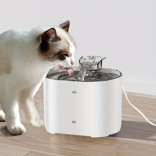 Cat Water Fountain with Ultra-Silent Pump, Fresh Filtered Water, Large Capacity, USB Powered, No Battery Needed.