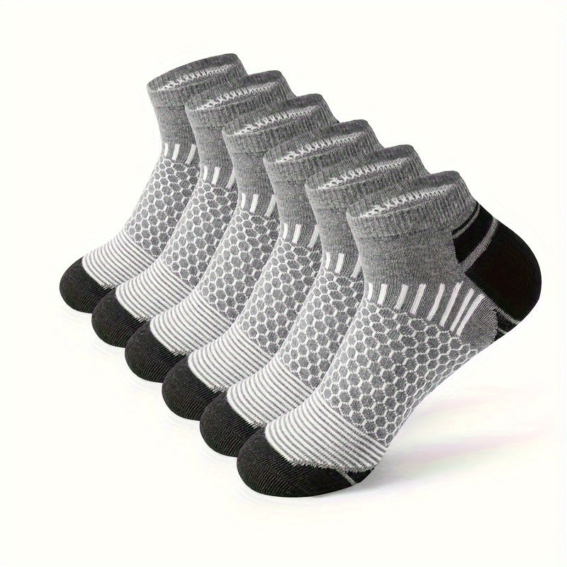 6 pairs of men's low cut ankle socks, breathable and sweat-absorbing, suitable for all seasons and odor-resistant.