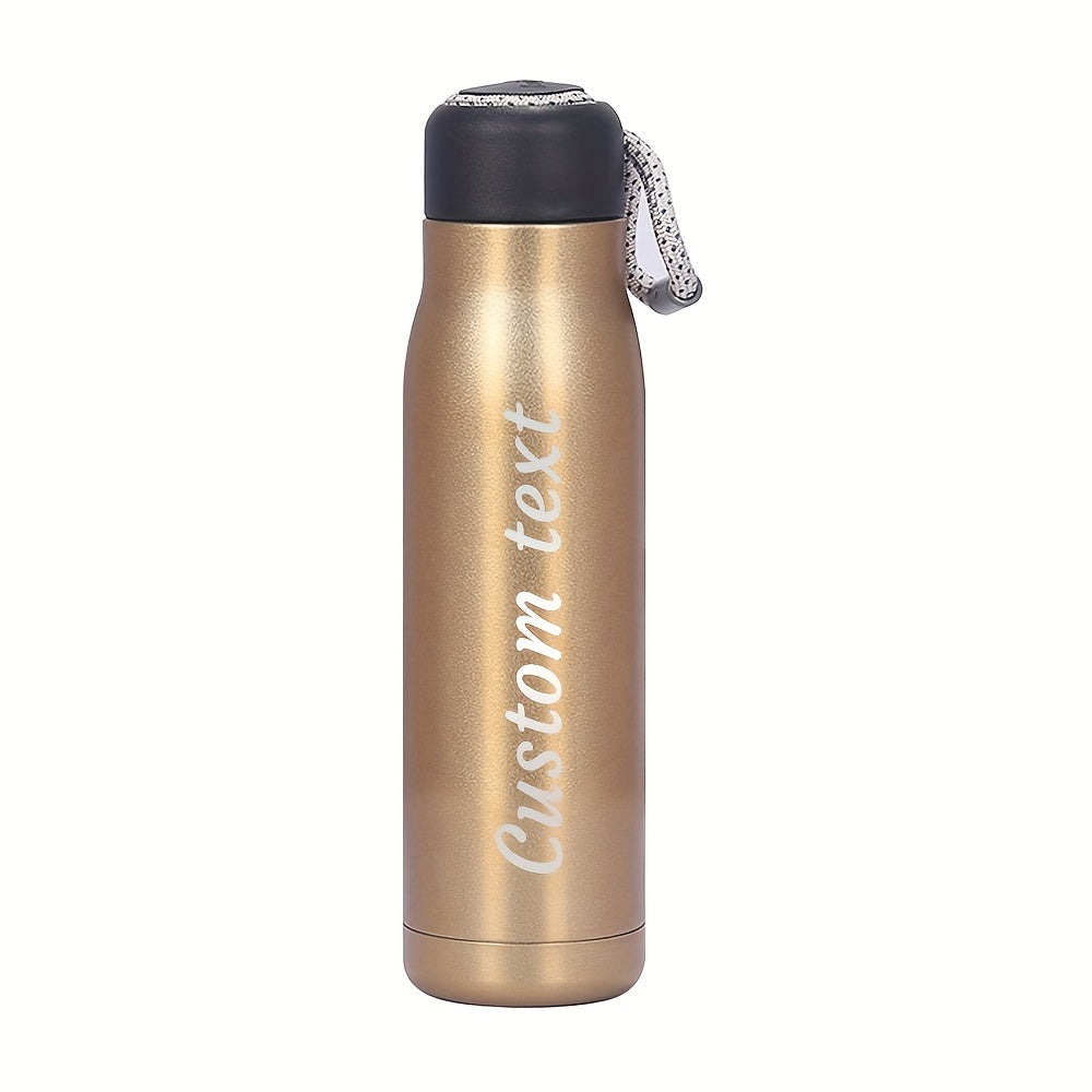 Custom engraved anime-themed stainless steel water bottle, insulated for travel, available in two sizes, perfect for water and gifting.