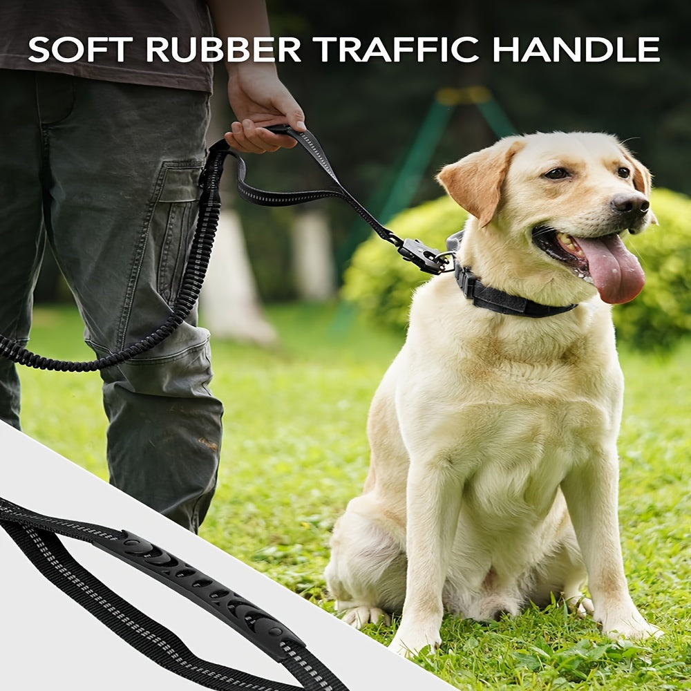 Tactical dog leash with padded handle, sturdy no-pull design, safety buckle, and reflective stripes - ideal for medium to large dogs.