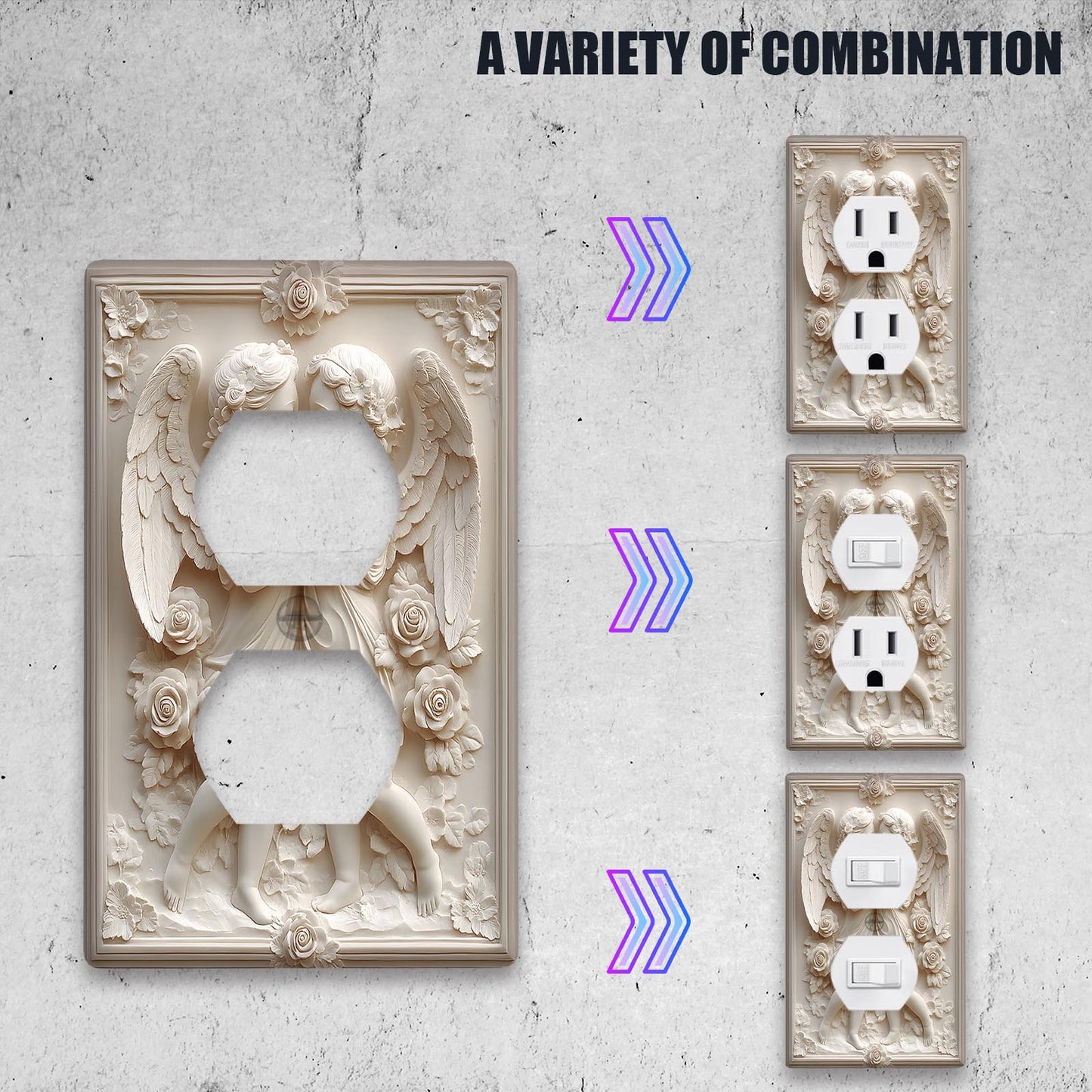 1pc Angel Kisses Decorative Light Switch Plate Cover for Kitchen and Home Office, Plastic Outlet Cover.