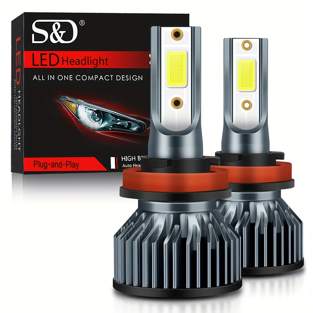 S&D 2pcs LED auto lamps with Canbus technology, 20000LM brightness and super bright COB chips in various sizes