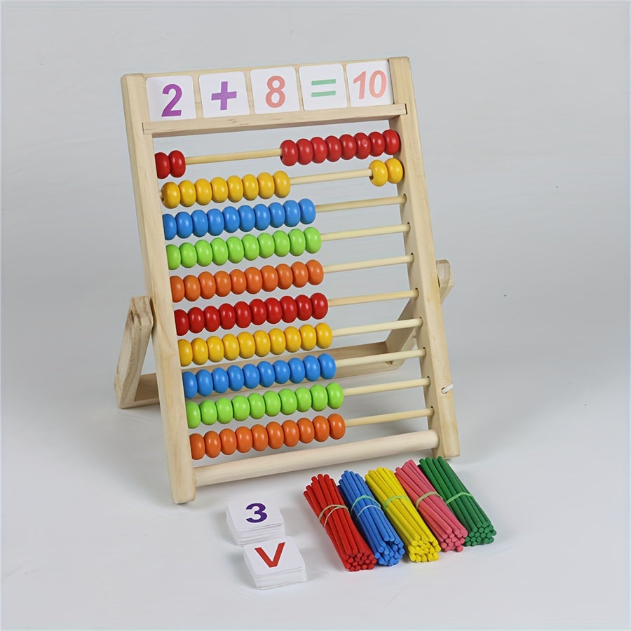 Vibrant Wooden Abacus Set for Kids - Educational Counting Toy made from Natural Wood, Enhances Math Skills, Great for Preschoolers, the Perfect Holiday Gift