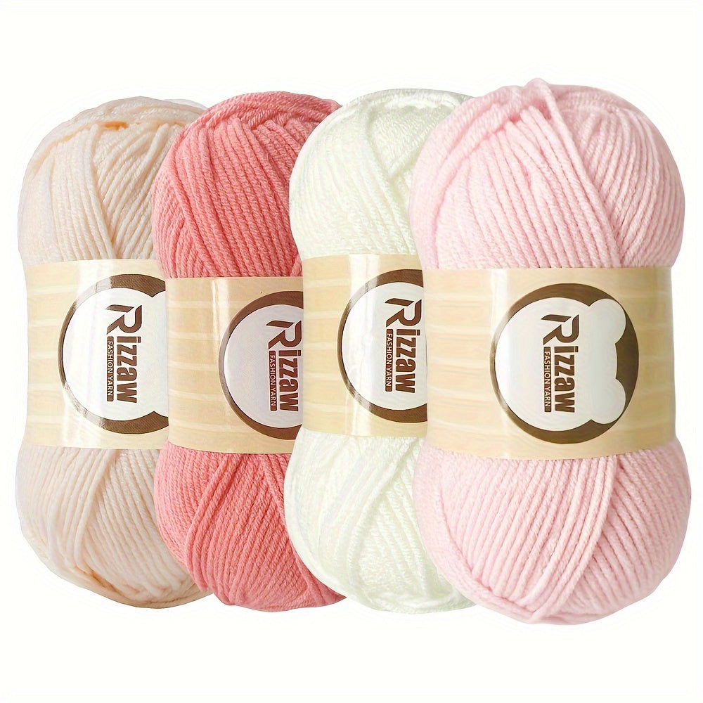 Morandi color set with 4 strands of yarn for crochet projects, including blanket, clothes, tote bag, and slippers. Each strand is 50g.