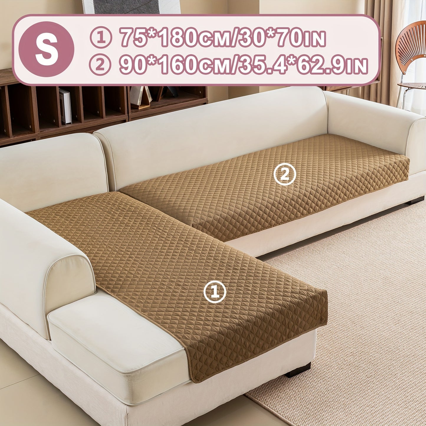 2 durable L-shaped sofa protectors for both left and right sofas, machine washable.