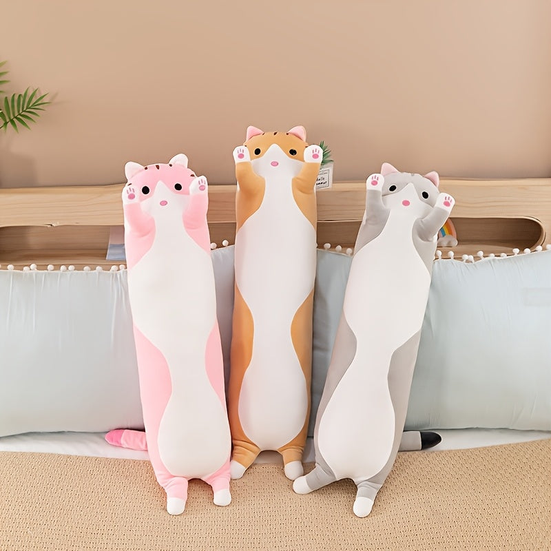 50/70cm cat-shaped pillow, contemporary style plush toy, home decor, gift cartoon plush, hypoallergenic polyester, machine washable, medium firmness, whole body support, portable, 100-120 gsm fabric weight.