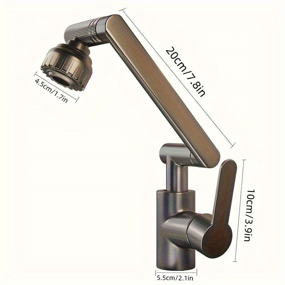 Modern Robotic Arm Faucet Set with 360° Adjustability, Single Hole Deck Mount. Includes Hot and Cold Spout Diverter, Eco-Friendly Paint Finish and Water Intake Pipe. Ideal for Kitchen and