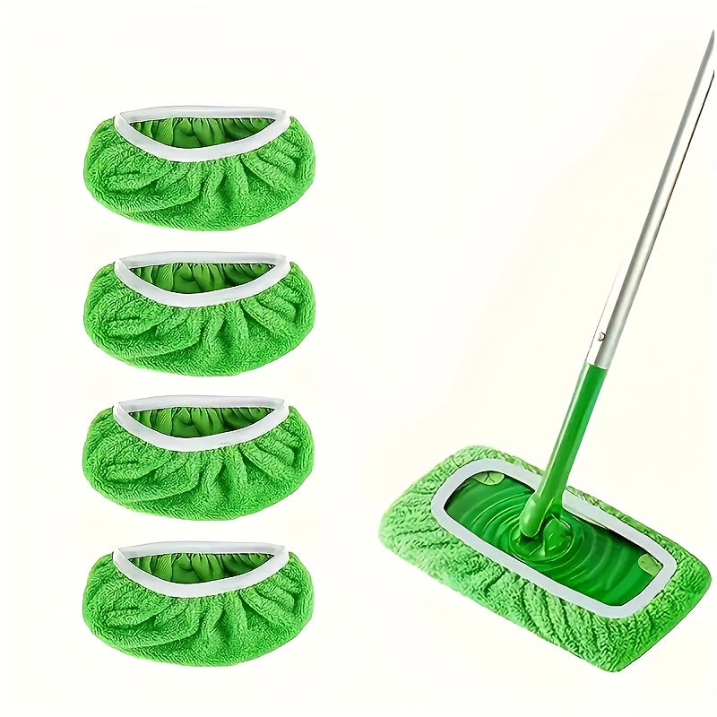 Four washable microfiber mop pads included in the pack are designed to be durable and easy to attach for wet and dry floor cleaning. The manual operation makes them an essential household cleaning supply.