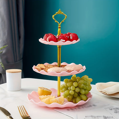 Elegant 3 tier cupcake stand with ruffled or lacy design perfect for tea parties, weddings, and more. Ideal for decorating and serving desserts at any occasion.