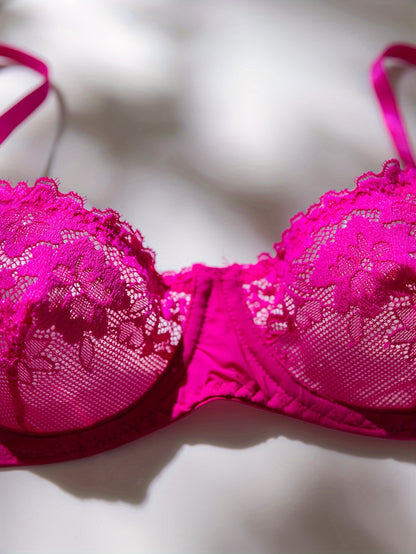 Vibrant pink lace lingerie set