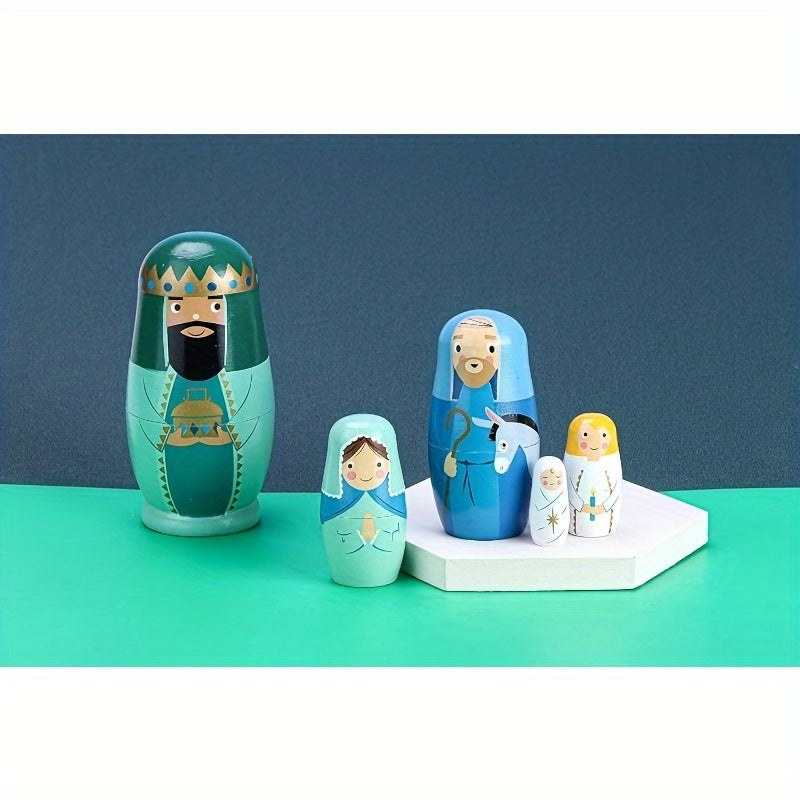 Handmade nesting doll set for kids, great for gifts and home decor. Ideal for Christmas, birthdays, and parties.