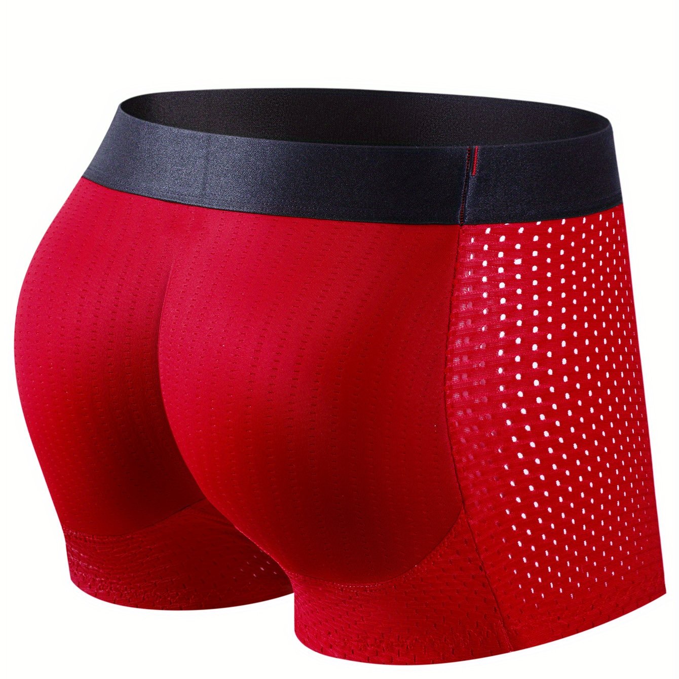 Men's breathable boxer briefs for gym, with butt shaping feature.