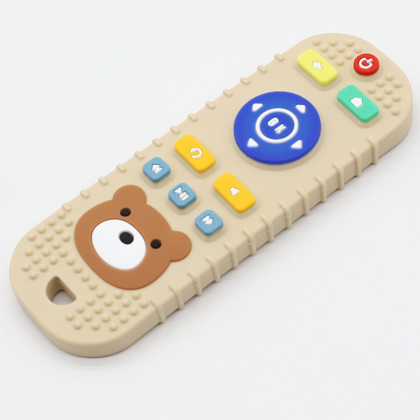 Simulated remote control teether toy made of food-grade silicone.