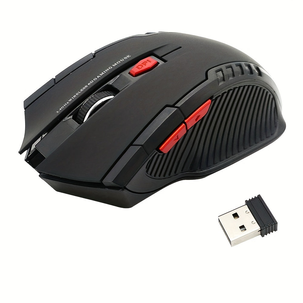 2.4GHz Wireless Gaming Mouse with USB Receiver: 6 programmable buttons, optical sensor for PC and laptop use. Ideal for gamers and notebook users.