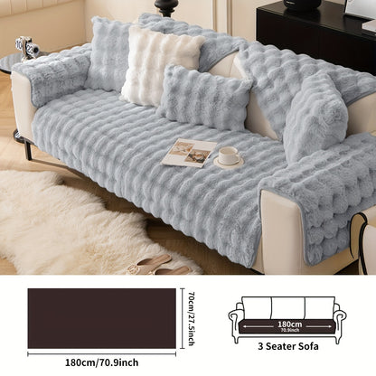 1pc Thick Plush Sofa Cover - Imitation Rabbit Material, Perfect for Winter, Protects Furniture in Bedroom, Office, Living Room.