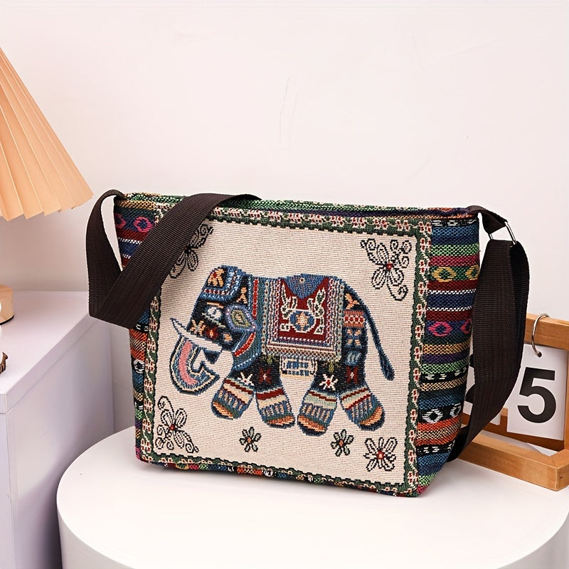 Multicolor Elephant Crossbody Bag for Women - Adjustable Strap, Zipper Closure, Foldable, Casual & Stylish