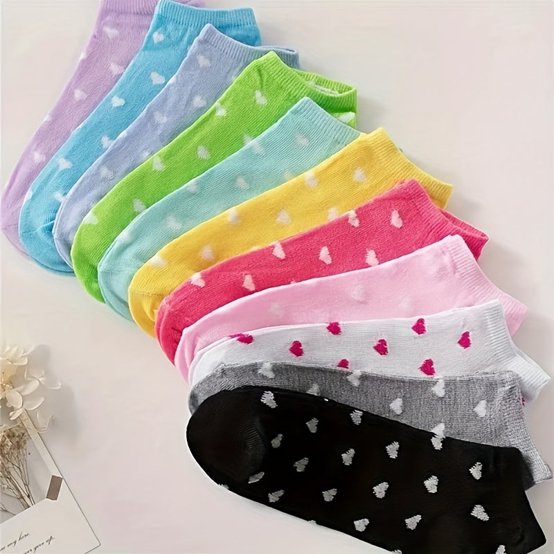 Set of 20 pairs candy-colored ankle socks for women, cute and breathable