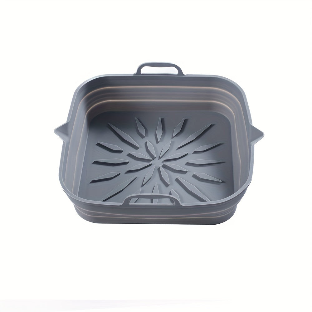 1 piece of Foldable Square Air Fryer with Baking Tray and Baking Pad made of Food Grade Silicone. Reusable and High-temperature Resistant, these Oven Accessories are perfect for enhancing your air frying experience in the kitchen.