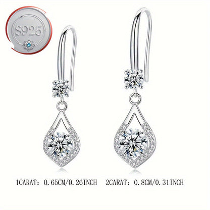 S925 Sterling Silver Dangle Earrings featuring Synthetic Cubic Zirconia Teardrop Design, Suitable for Daily Wear and Gifting, Great for Valentine's Day - Elegant Women's Fashion Accessory