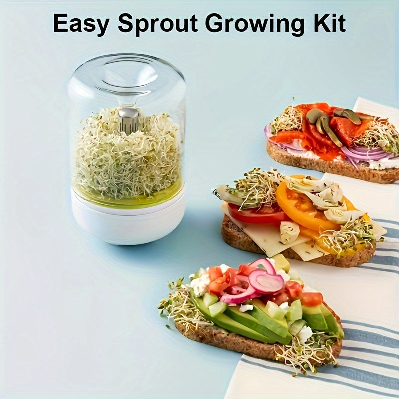 Top-notch hydroponic bean sprout kit for easy DIY home growth, compact seedling pot for peas and more, no electricity required.