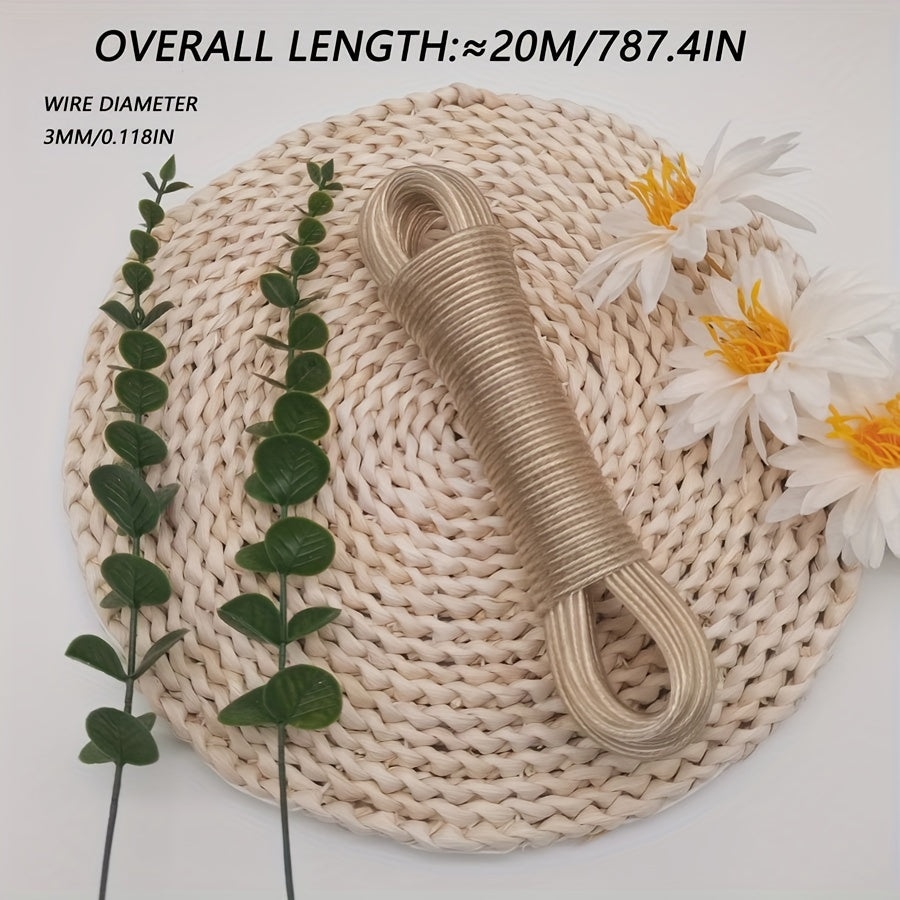 Durable 20m PVC Plastic Steel Wire Outdoor Clothes Drying Rope - Perfect for Sun Protection and Waterproof Drying of Clothes, Bed Sheets, and Quilt Covers Outdoors