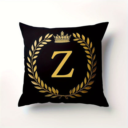 Stylish English letter print pillow cover made of soft peach skin velvet. Features zip closure and machine washable. Measures 45.72x45.72 cm, ideal for home and office decor.