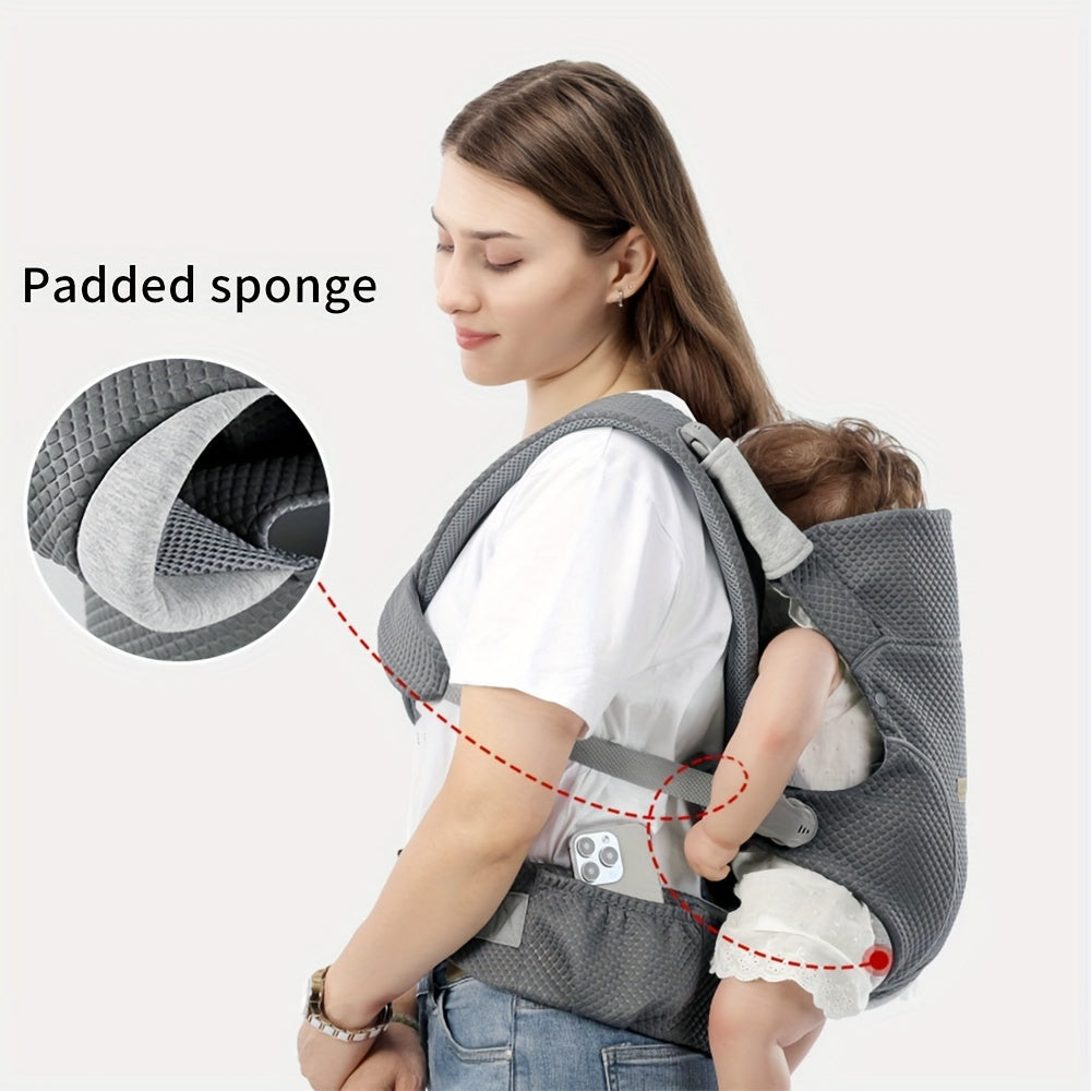 Infant Carrier - This versatile carrier can be used in 4 different ways and is suitable for infants from newborn to toddler (0-48 months old) weighing between 3.18-20.41 KG. Made from breathable polyester, it is adjustable and available in Black, Grey