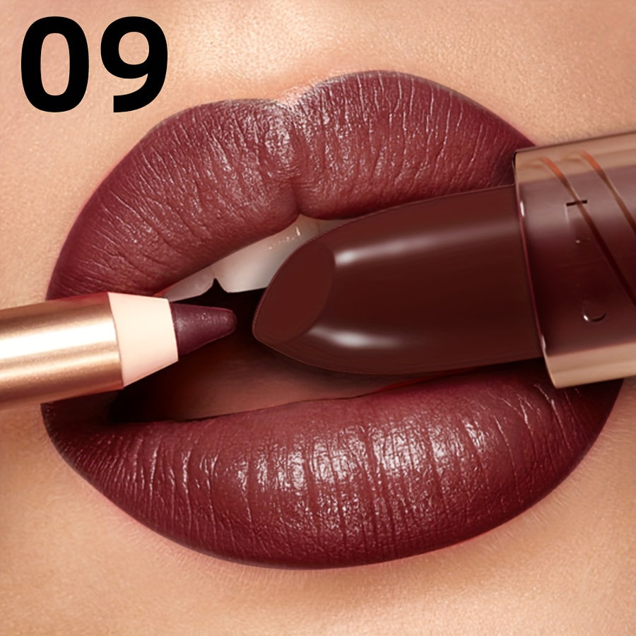 Long-lasting waterproof non-stick lipstick with high color lip gloss formula.