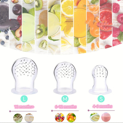 [Top Pick] Set of 4: Food Feeder with 3 Soothing Items - Fruit Feeder, Teething Toy, High-Quality BPA-Free Silicone