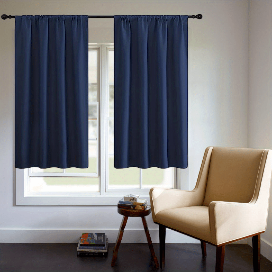 One Blackout Curtain (1 Panel) - Thick Rod Pocket Curtain for Heat Insulation and Light Blocking in Bedroom, 200g;