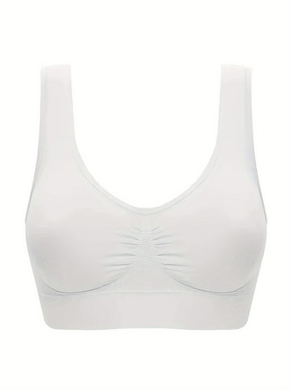 Solid sports bra set of 3 for women, comfortable and breathable, perfect for fitness.