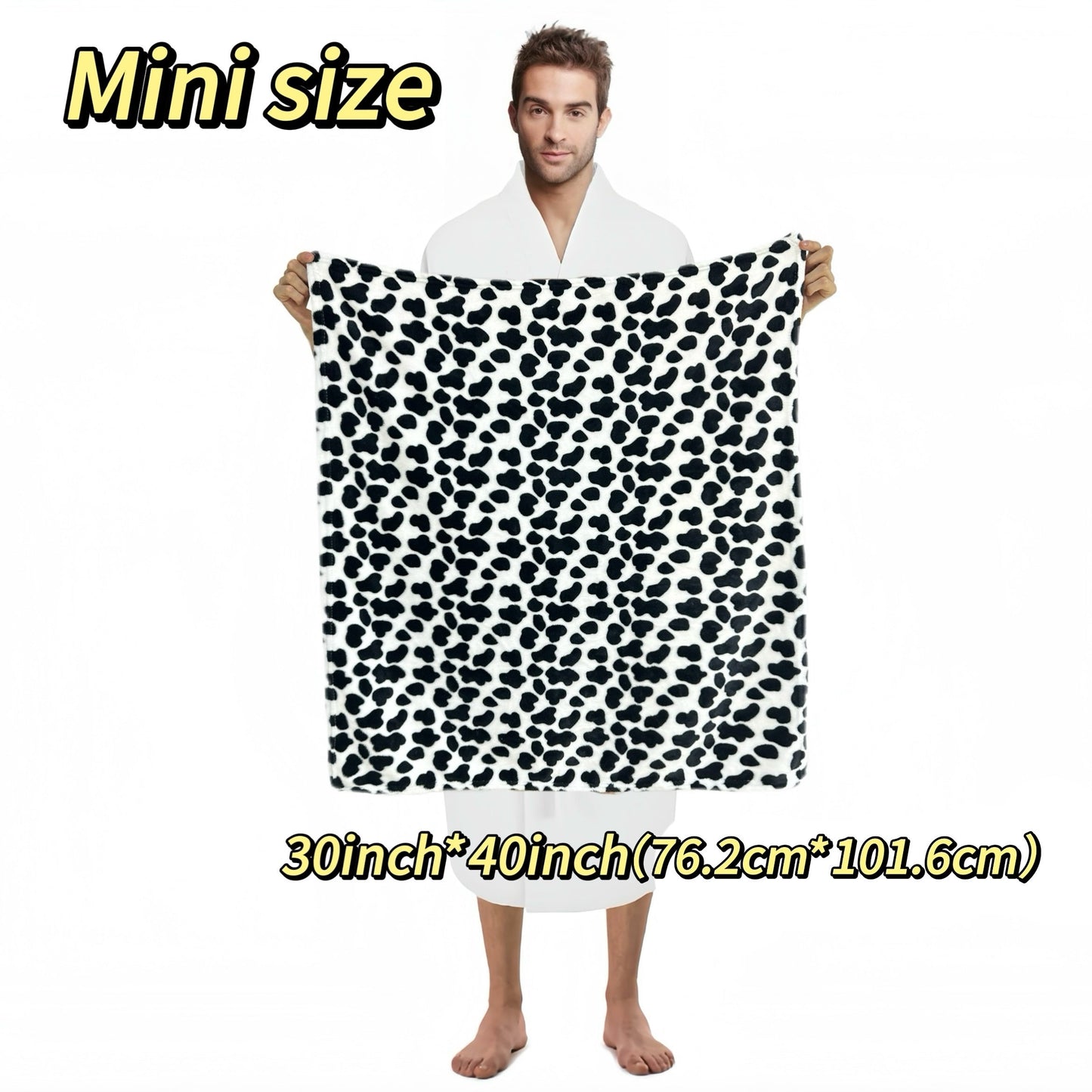 Get cozy with this Cow Printed Flannel Blanket - the perfect gift for a loved one. This double-sided blanket is warm and soft, ideal for snuggling up on the couch, bed, or sofa. It's also great for staying warm while traveling or using as an air