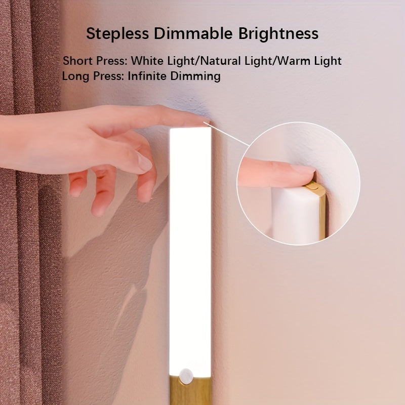 Shenzhi Tech Motion Sensor Cabinet Light is a USB rechargeable LED night light with adjustable brightness and magnetic installation, suitable for various locations such as wardrobes