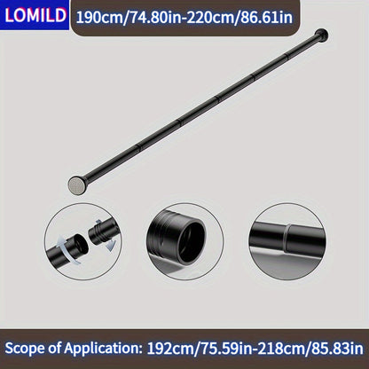 Upgrade your space with the LOMILD Stainless Steel Black Telescopic Rod. This versatile no-drill pole can be used for shower curtains, window drapes, and closet rails. The classic design features textured grip end caps for a stylish touch. Enjoy the