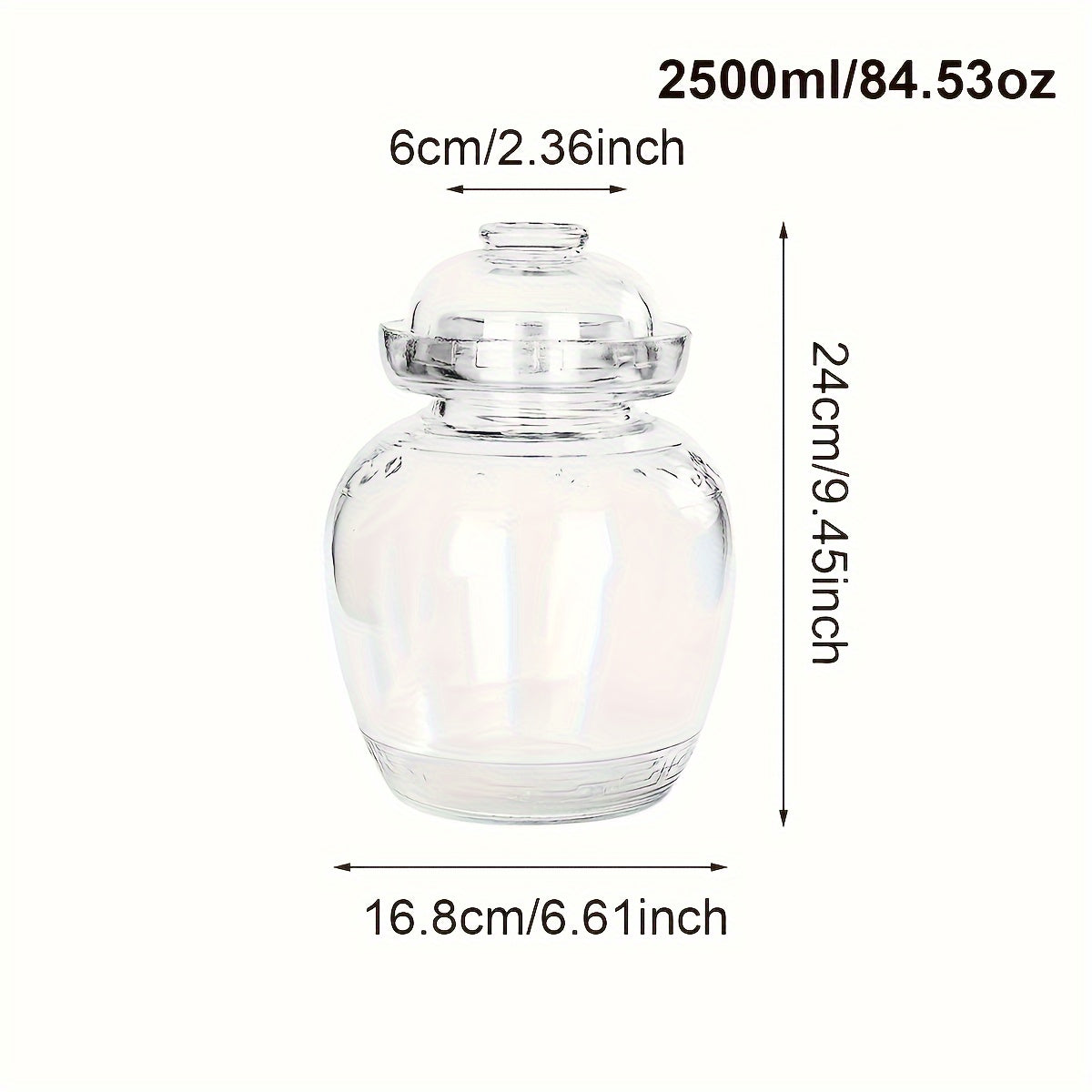 2500ml Glass Pickle Jar with Water Seal for Fermenting Kimchi, Pickles, and Cabbage - Kitchen Fermentation Jar