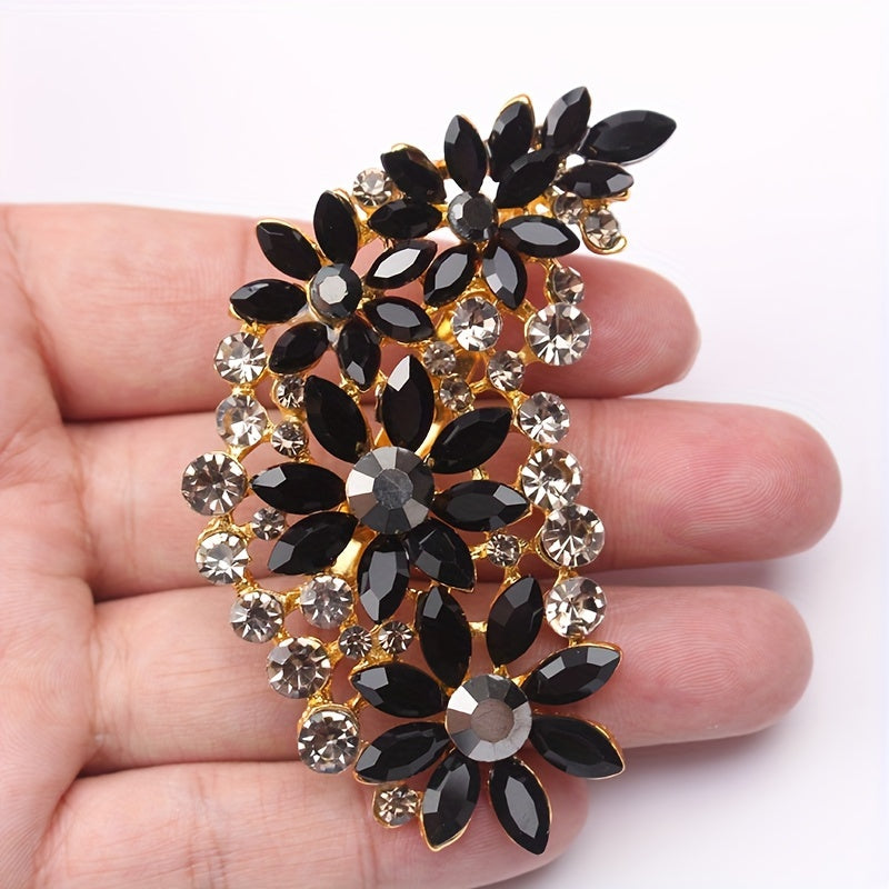 Fashion Lapel Pin Jewelry Accessory - Vintage Style Rhinestone Brooch Pin featuring an Irregular Feather & Marquise Design