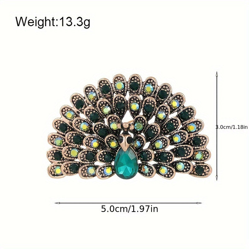 Stylish Antique Peacock Feather Brooch featuring Diamonds - Modern Fashion Accessory for Women