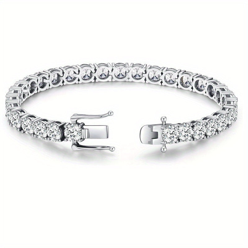 Extravagant Moissanite Tennis Bracelet - 10.5-14 Carat, Sterling Silver with Platinum Plating, Ideal Present for both Men & Women