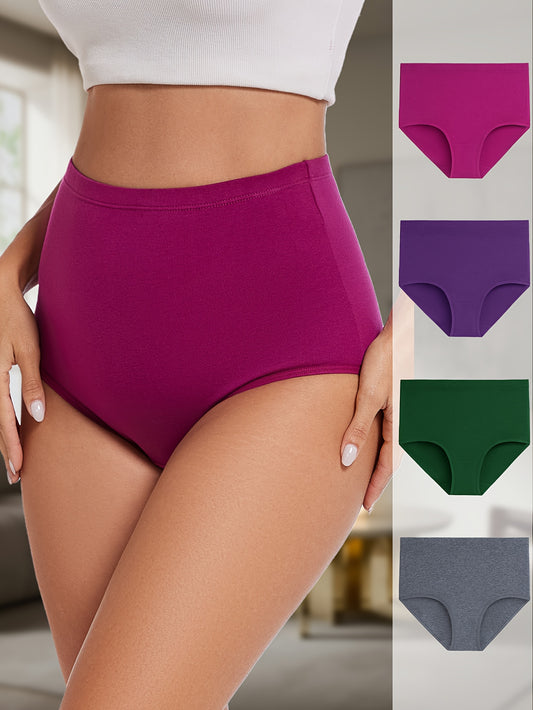 4 large size high-waisted women's underwear