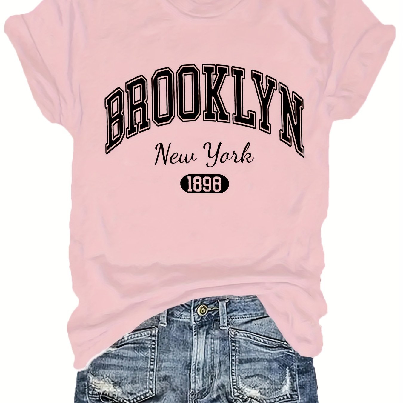 Plus Size Brooklyn Graphic T-Shirt in Polyester Knit, Casual Summer Wear for Women, in Plus Sizes