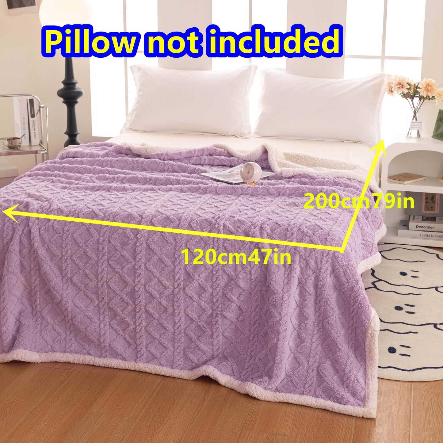 Modern Double-Layered Soft Fleece Bed Blanket with Geometric Pattern - Easy to Clean, Versatile Taffeta Crafted Throw for Couch, TV, Cozy Living Area - Made of Polyester, Lightweight at 200-250gsm